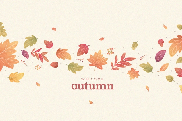 免费矢量平面设计秋天的叶子背景