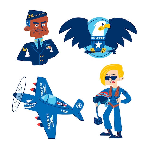 Free vector flat design of aviation stickers