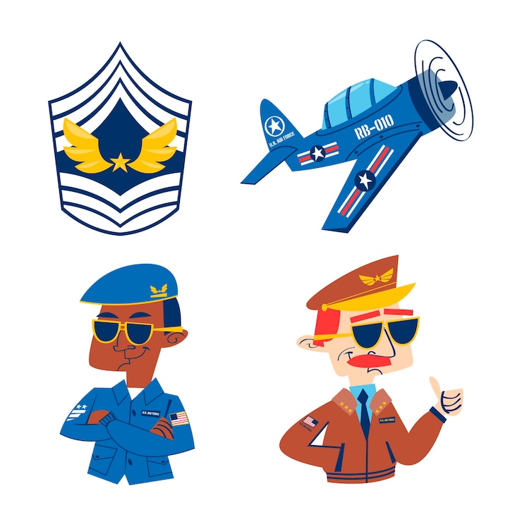 Free Vector flat design of aviation stickers