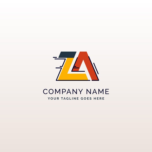 Flat design az or za logo template