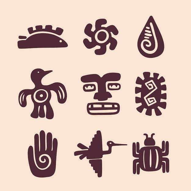 Free vector flat design aztec icons