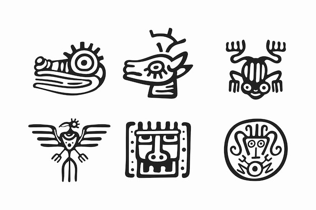 Flat design aztec icons