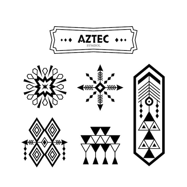 Flat design aztec symbols