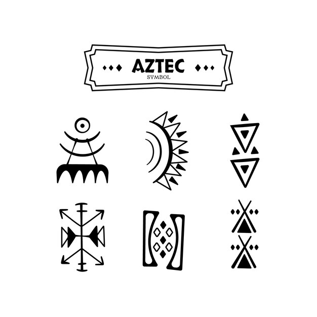 Flat design aztec symbols