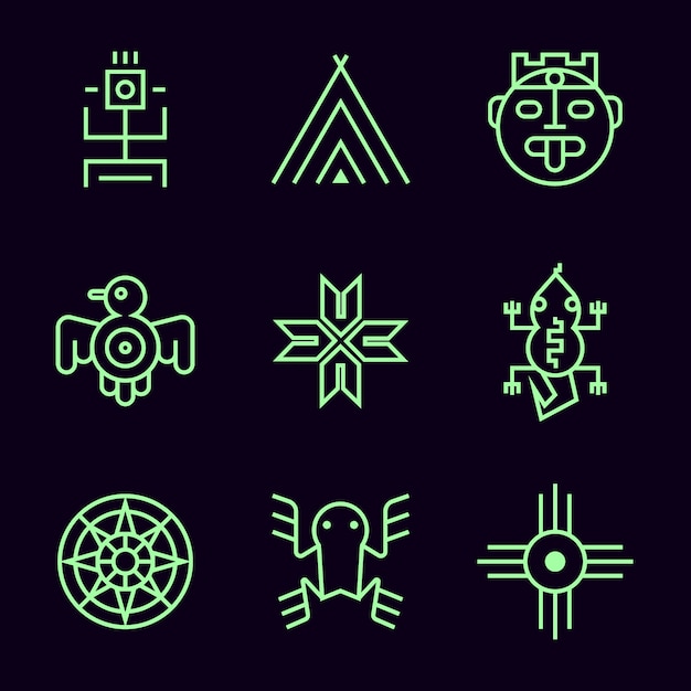 Flat design aztec symbols