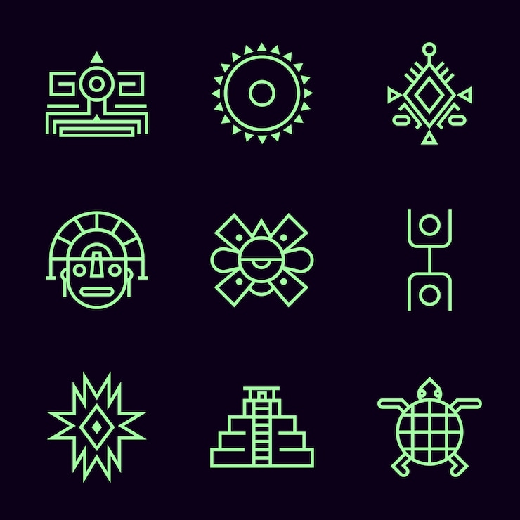 Free Vector flat design aztec symbols