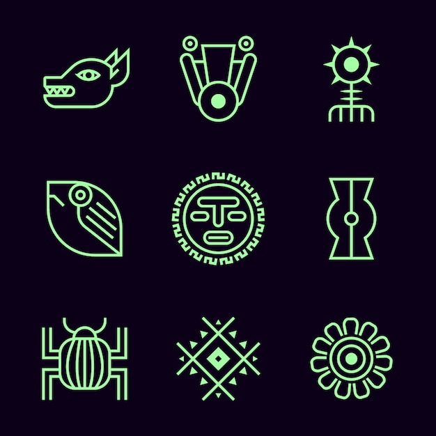 Free vector flat design aztec symbols