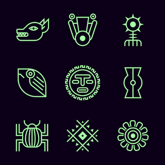 Free Vector flat design aztec symbols