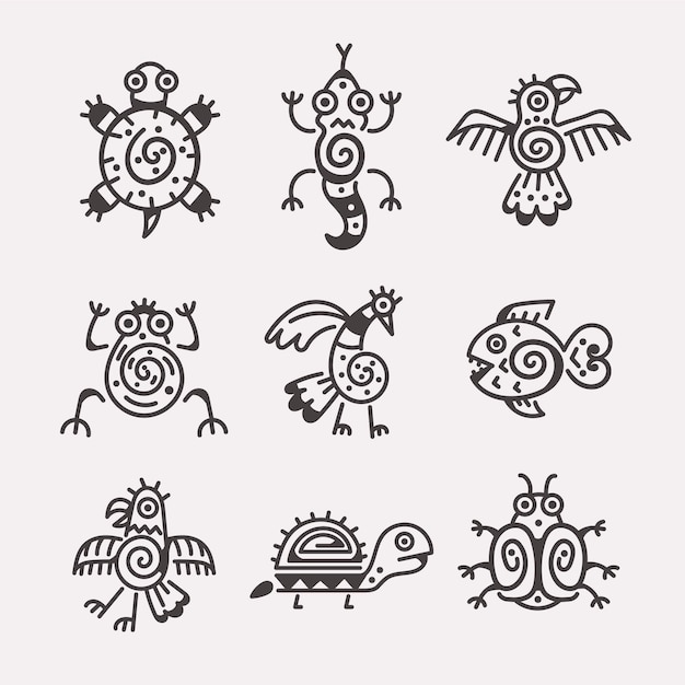 Free vector flat design aztec symbols