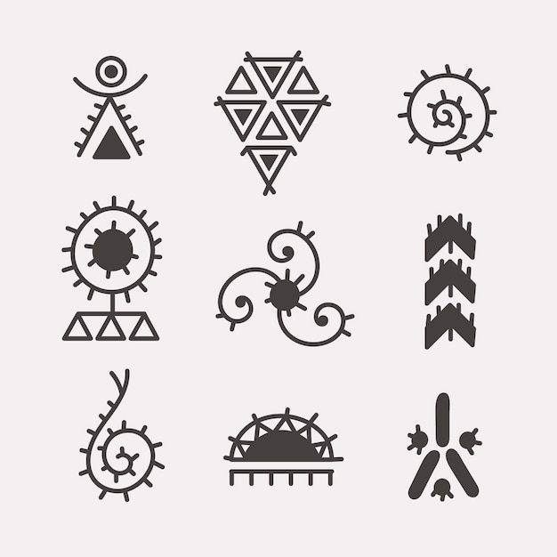 Free vector flat design aztec symbols