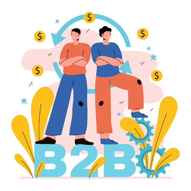 Бесплатное векторное изображение Плоский дизайн b2b иллюстрация