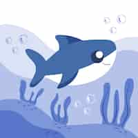 Free vector flat design baby shark in cartoon style