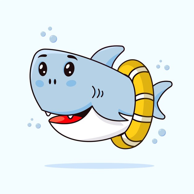 Flat design baby shark in cartoon style