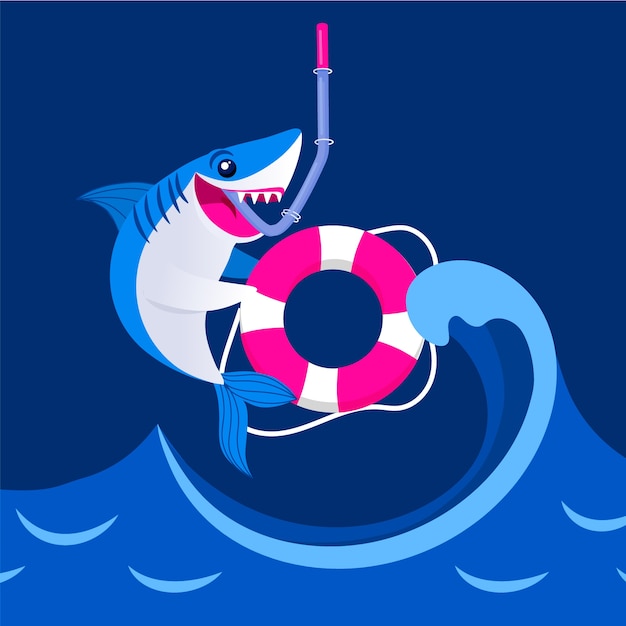 Free vector flat design baby shark concept