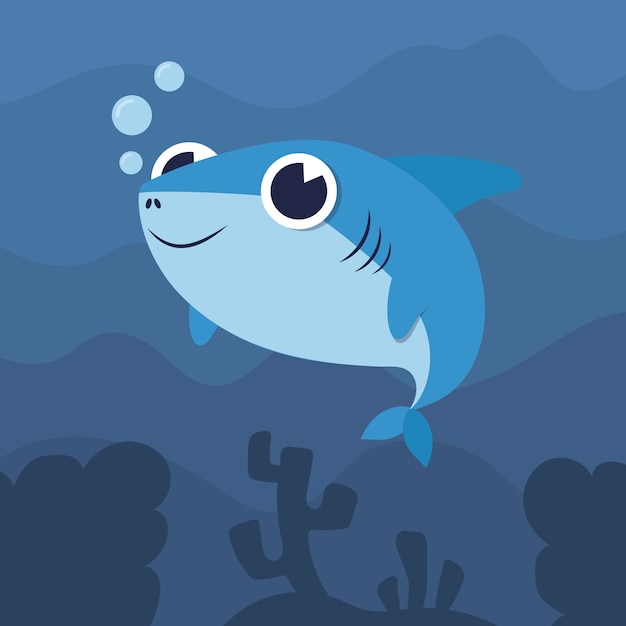 Flat design baby shark illustration concept