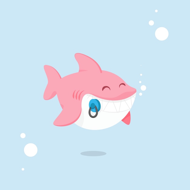 Free vector flat design baby shark pink shades cartoon style