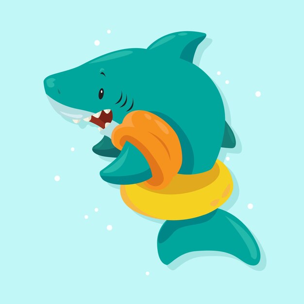 フラットなデザインの赤ちゃんサメ