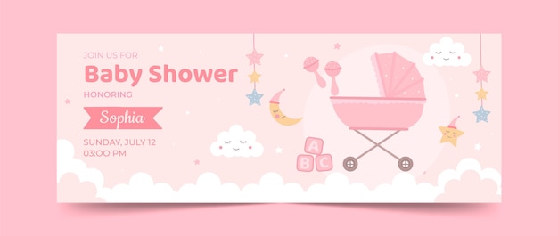 Free vector flat design baby shower facebook cover