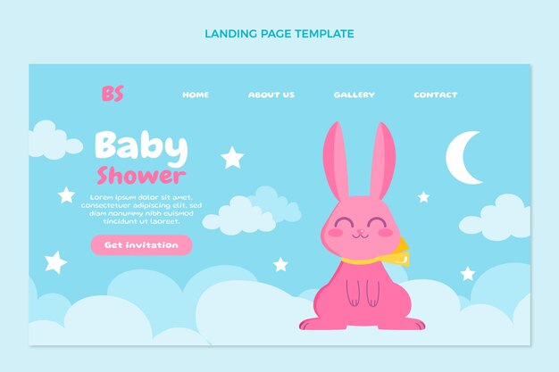 Flat design baby shower landing page template