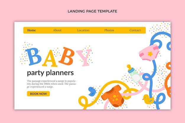 Flat design baby shower template