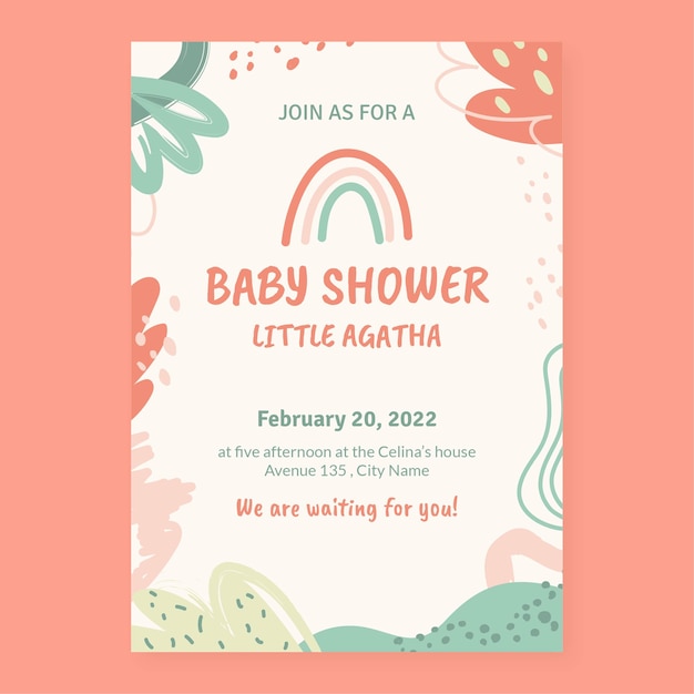 Vettore gratuito modello di baby shower design piatto