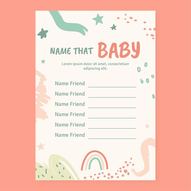 Flat design baby shower template