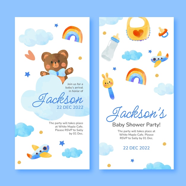 Vettore gratuito banner verticale baby shower design piatto