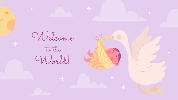 Flat design baby shower zoom background