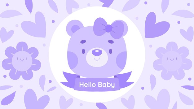 Flat design baby shower zoom background