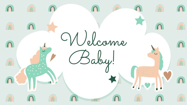 Vettore gratuito sfondo zoom baby shower design piatto