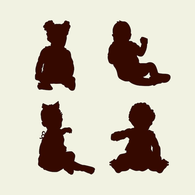 フラットなデザインの赤ちゃんのシルエット