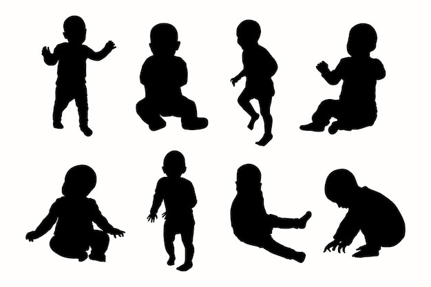 flat design baby silhouette
