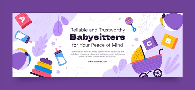 Free vector flat design babysitting  job  facebook cover