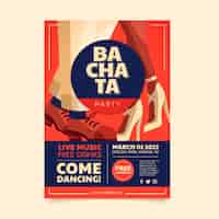 Vettore gratuito poster di festa di bachata design piatto