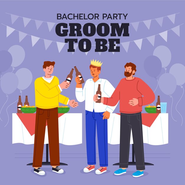 Free vector flat design bachelor party illustration