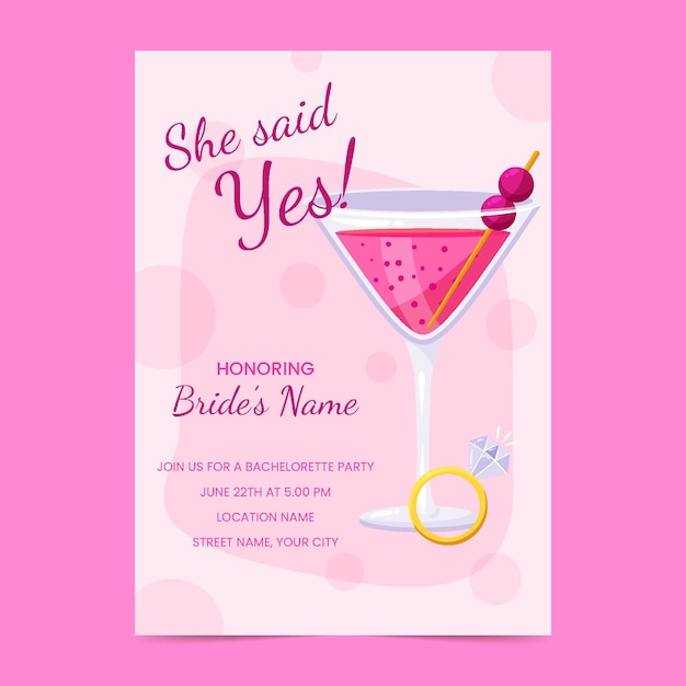 Free vector flat design bachelorette party invitation