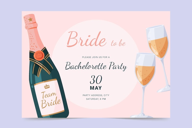 Free vector flat design bachelorette party invitation