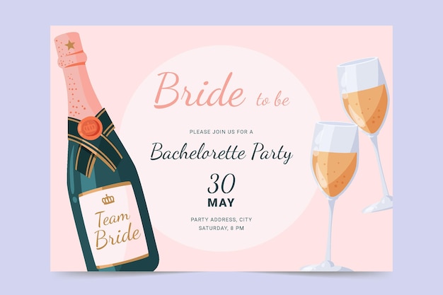 Flat design bachelorette party invitation