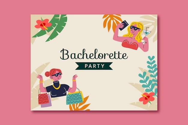 Free vector flat design bachelorette party photocall template