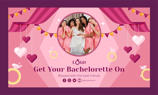 Free vector flat design bachelorette party twitch background