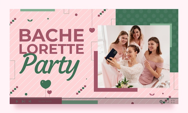 Free vector flat design bachelorette party youtube thumbnail