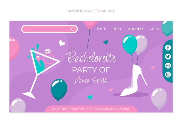 Flat design bachelorette template