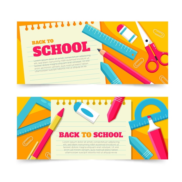 Flat design back to school banners collection