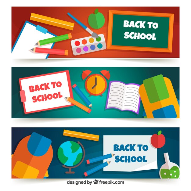 Flat design back to school banners