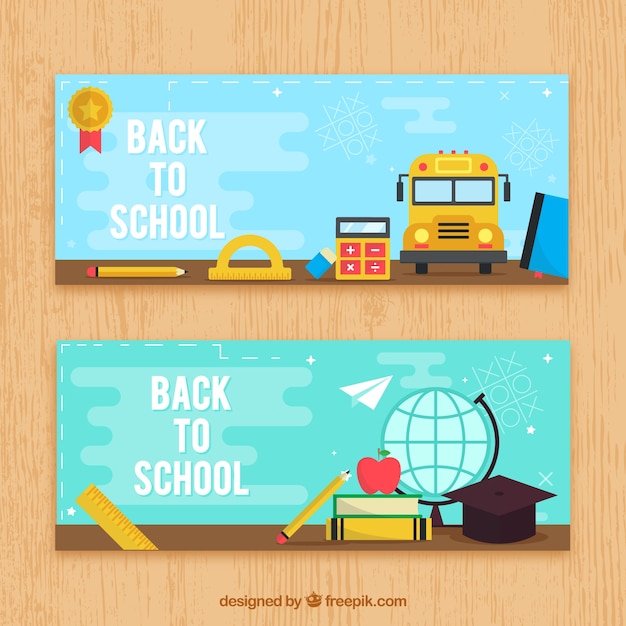 Flat design back to school banners