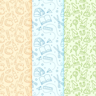 Flat design back to school pattern collection