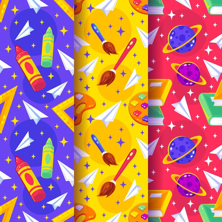 Free Vector flat design back to school pattern set
