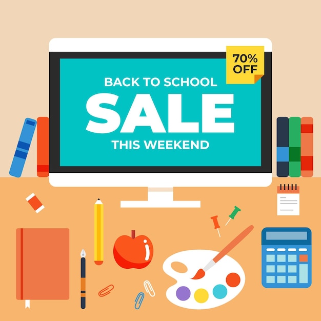 Free vector flat design back to school sales concept