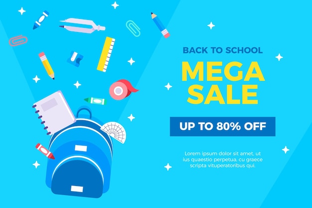 Free vector flat design back to school sales concept