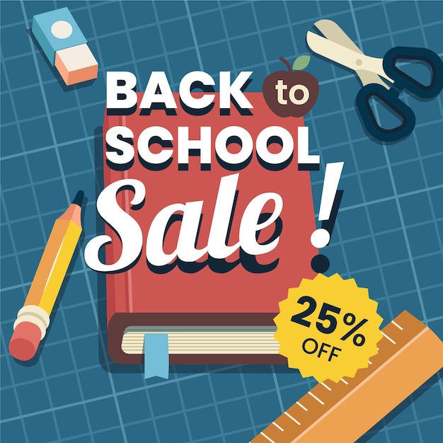 Back to School Sales Concept in Flat Design – Free Vector Download